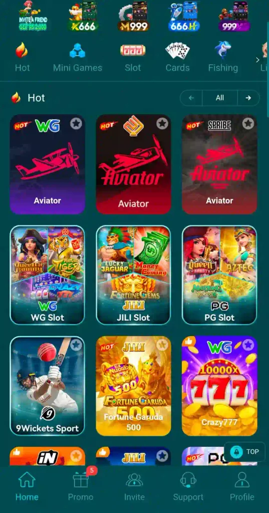 666C Game home screen and available games