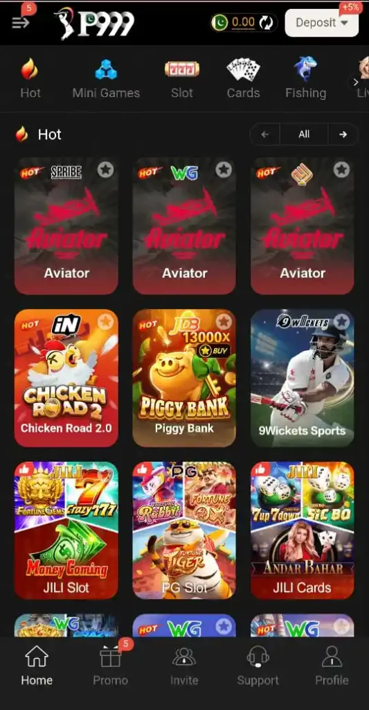 P999 Game latest games section